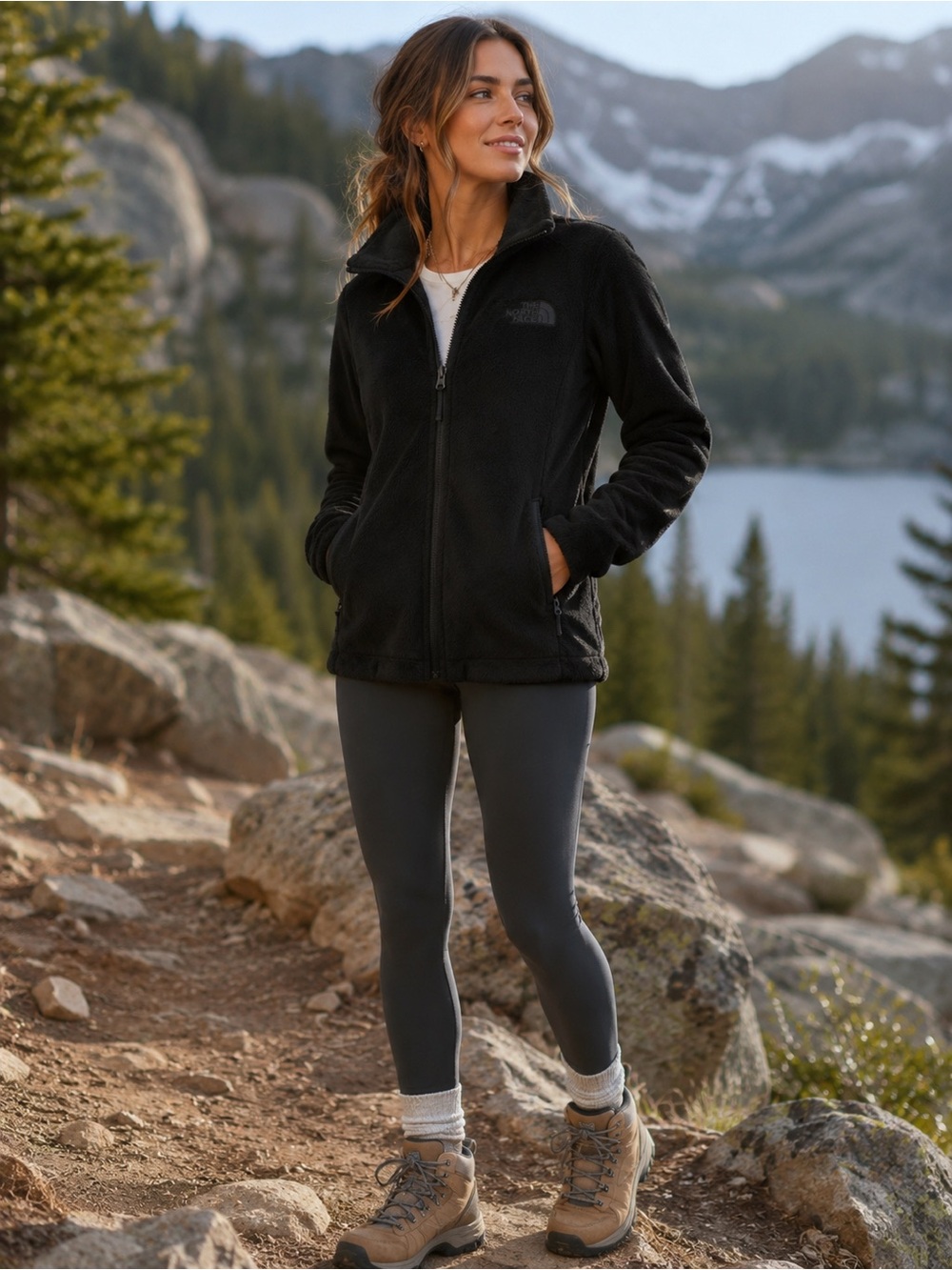 THE NORTH FACE Women’s Black Plush Furry Full-Zip Fleece Jacket M